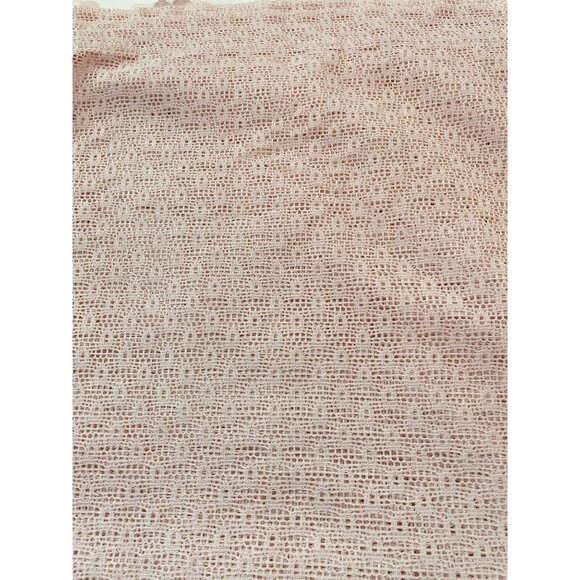 Vintage 90s pink curtain, contemporary ladder work lace, floral scalloped edge - Picture 8 of 9